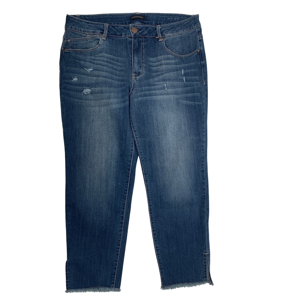 Catherine Malandrino Womens Size 14 Distressed Frayed Hem Cropped Capri Jean